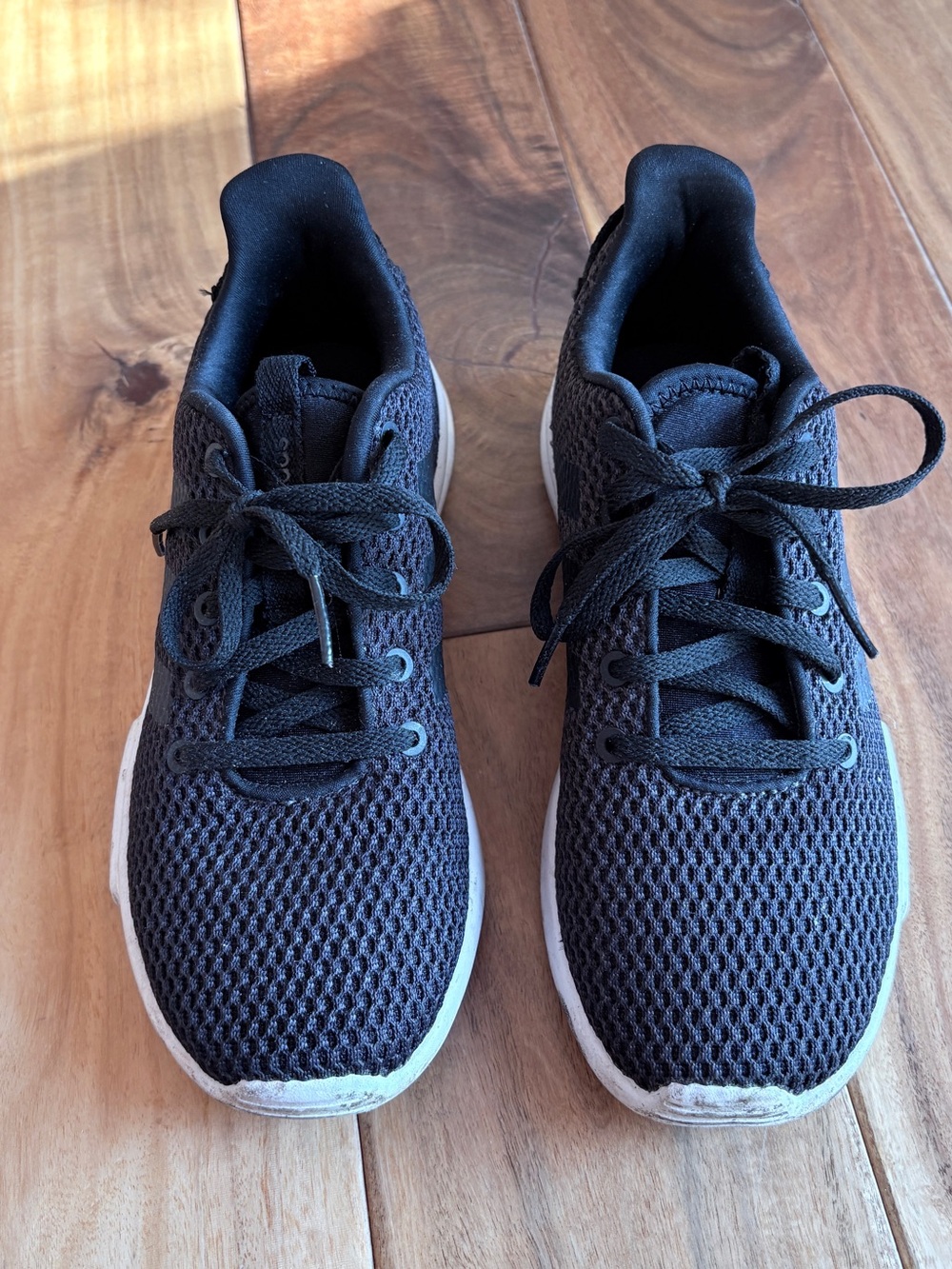 adidas Black Knit Lace-Up Women's Sneakers with White Sole